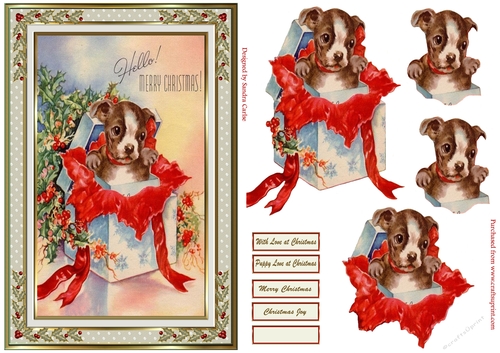 Puppy Love at Christmas Decoupage Topper
