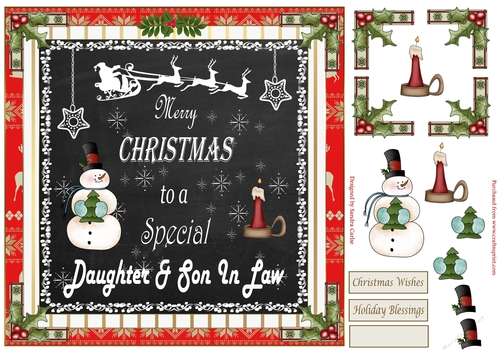 Merry Christmas Daughter & Son In Law Decoupage 8x8ins Topper 