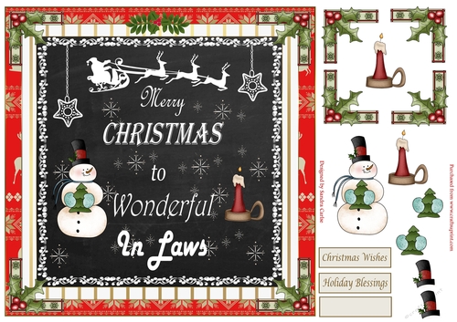 Merry Christmas In Laws Decoupage 8x8ins Topper 