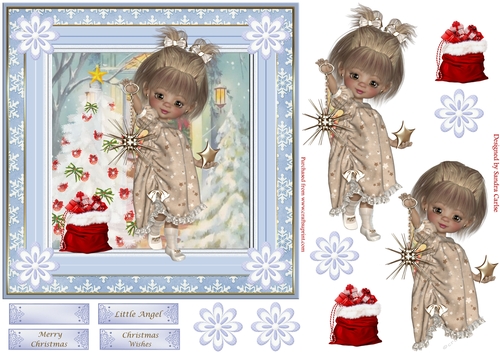Little Angel Christmas Decoupage Topper 1