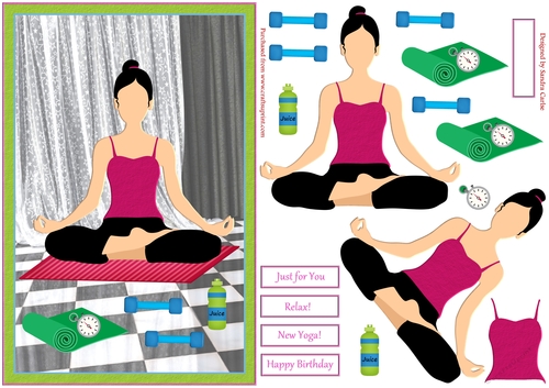 Yoga Birthday Decoupage Topper 