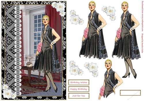 Fashion Lady of Style Decoupage Topper 1