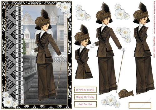 Fashion Female Birthday Decoupage Topper