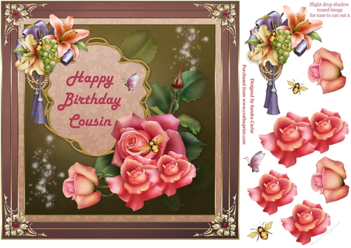 Happy Birthday Cousin Floral Topper