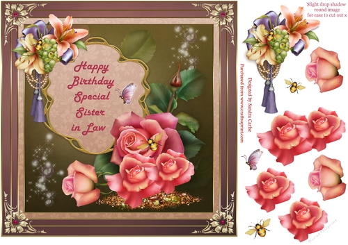 Happy Birthday Sister in Law Floral Topper