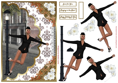 Singing in the Rain Decoupage Topper