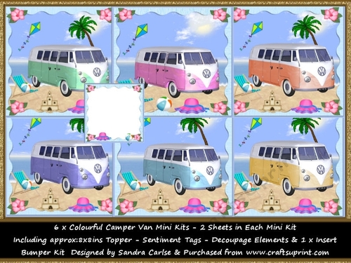 Colourful Camper Vans 6 x Mini Kits