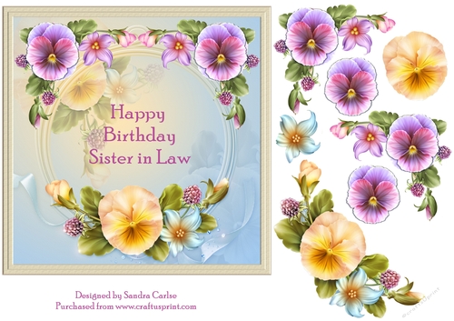 Happy Birthday Sister In Law Floral Topper 