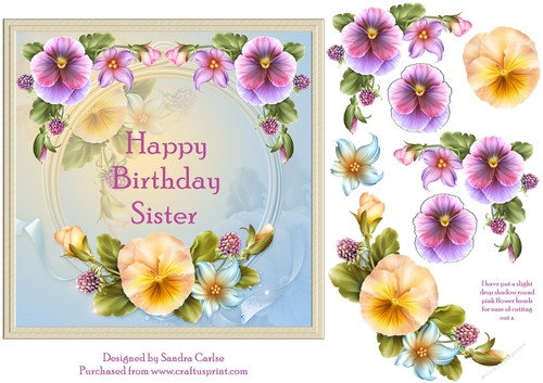 Happy Birthday Sister Floral Topper 1
