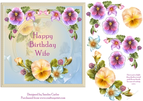 Happy Birthday Wife Floral Topper 