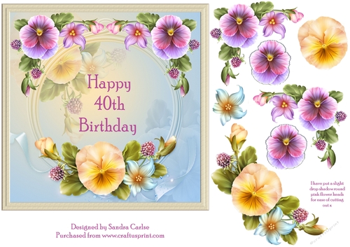 Happy 40th Birthday Floral Topper