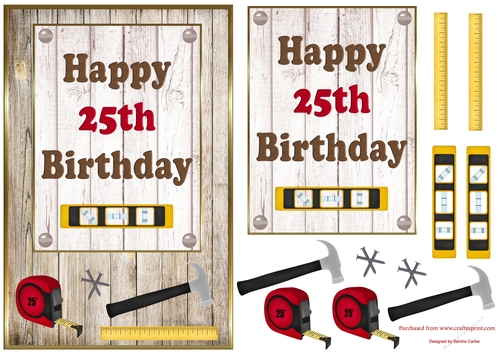 Wood Panel 25th Birthday Topper