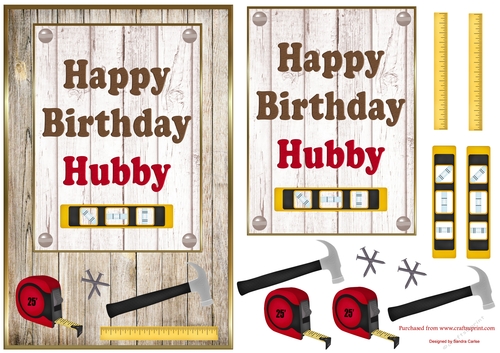 Wood Panel Hubby Birthday Topper