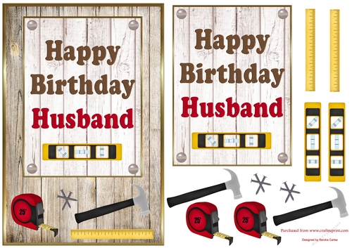 Wood Panel Husband Birthday Topper