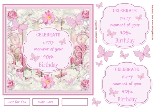 Decoupage 90th Birthday 3D Quick Card