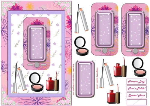 Mobile Phone 3D Decoupage Quick Card