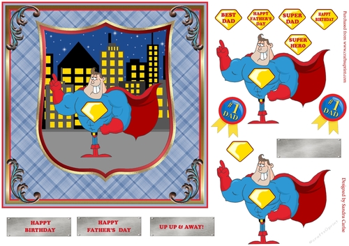 Super Hero Decoupage 3d Topper - Brown hair
