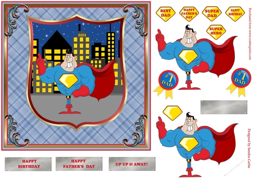 Super Hero Decoupage 3d Topper - Black hair