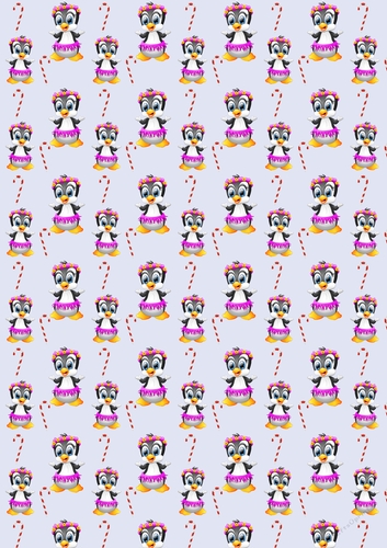 Christmas Penguins Backing Paper 3 Ice Blue