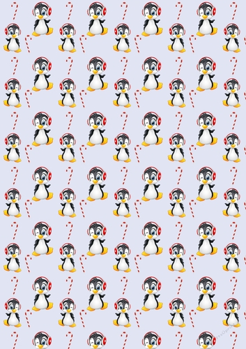 Christmas Penguins Backing Paper 8 Ice Blue