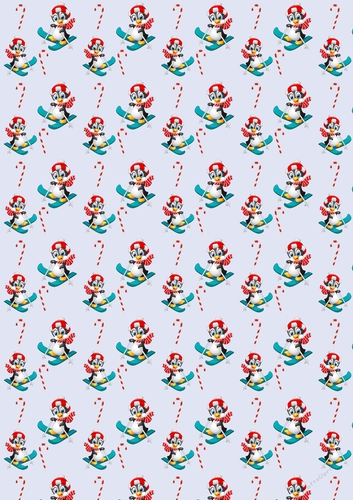 Christmas Penguins Backing Paper 9 Ice Blue