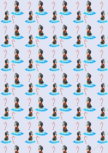 Christmas Penguins Backing Paper 11 Ice Blue