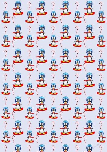 Christmas Penguins Backing Paper 12 Ice Blue