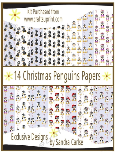Christmas 14 x Penguin Backing Papers kit 1