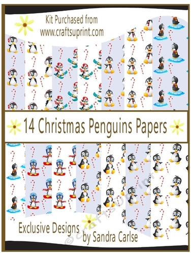 Christmas 14 x Penguin Backing Papers kit 2