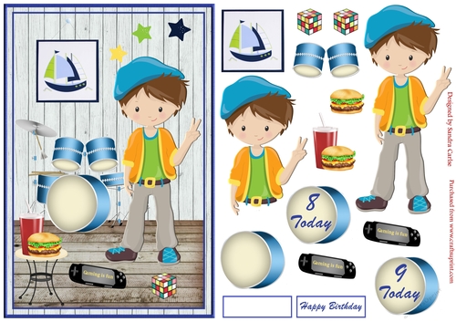 Young Boy Birthday Decoupage Topper 1