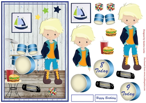 Young Boy Birthday Decoupage Topper 2
