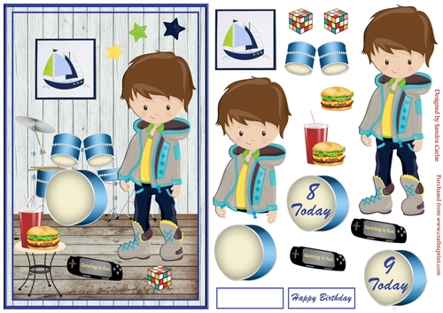 Young Boy Birthday Decoupage Topper 