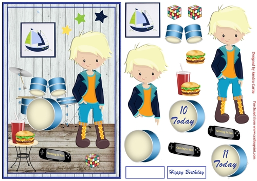 Young Boy Birthday Decoupage Topper 5