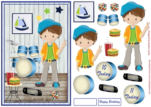 Young Boy Birthday Decoupage Topper 7