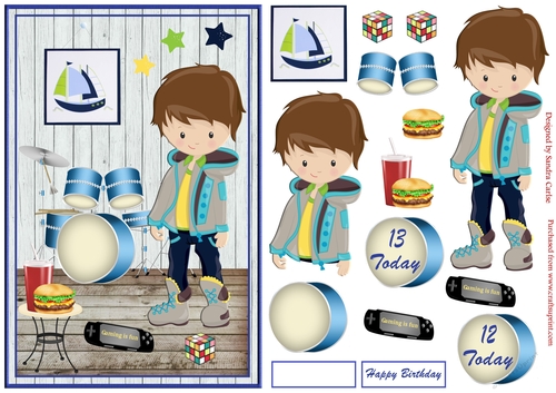 Young Boy Birthday Decoupage Topper 8