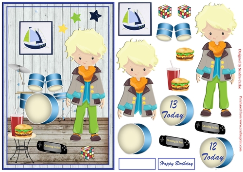 Young Boy Birthday Decoupage Topper 9