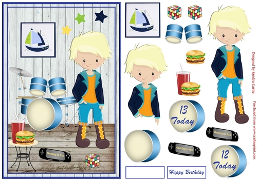 Young Boy Birthday Decoupage Topper 10