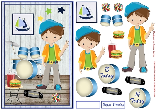 Young Boy Birthday Decoupage Topper 12