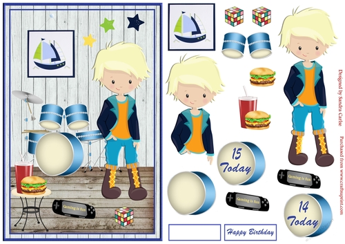 Young Boy Birthday Decoupage Topper 13