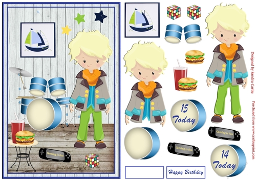 Young Boy Birthday Decoupage Topper 14