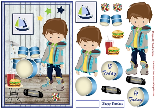 Young Boy Birthday Decoupage Topper 15