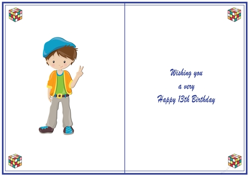 Young Boy 13th Birthday Insert to match cup895132_719