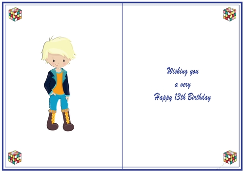 Young Boy 13th Birthday Insert to match cup895131_719