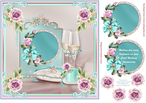 Coral Anniversary Decoupage Topper 1