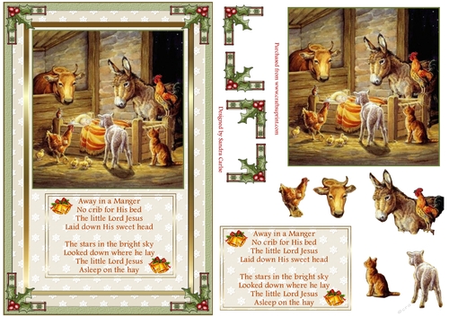 Away in a Manger Christmas Decoupage Topper