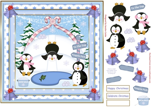 Penguins Celebrate Christmas Decoupage Topper