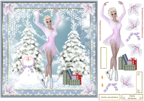 Skating on Ice Christmas Decoupage Topper 2