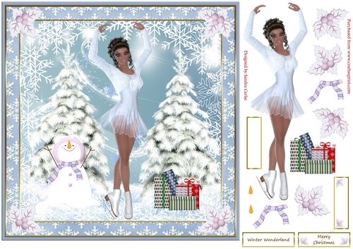 Skating on Ice Christmas Decoupage Topper 3