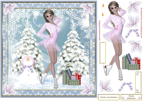 Skating on Ice Christmas Decoupage Topper 7
