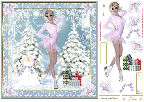 Skating on Ice Christmas Decoupage Topper 8